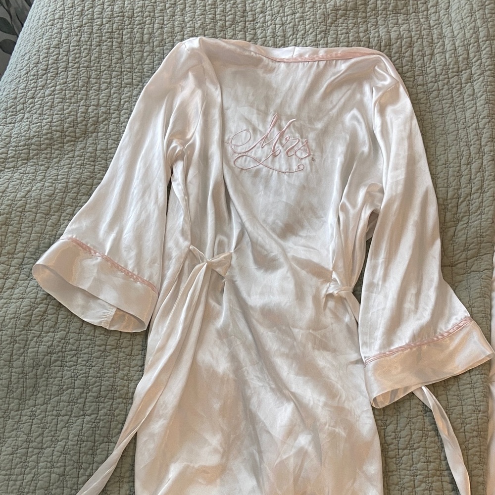 Elegant White Satin “Mrs.” Robe